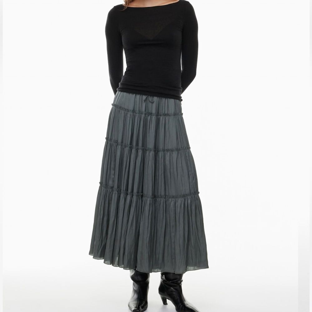 Wilfred Ardesia Tiered Smoked Gray Maxi-skirt 2XS